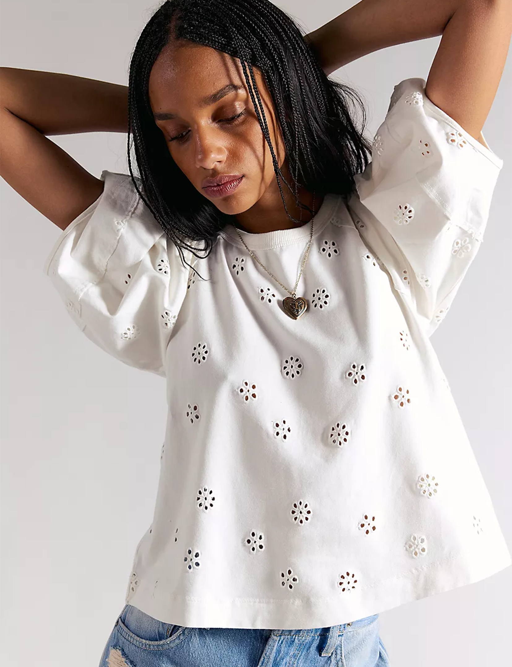 Jessie Eyelet Tee, Whisper White
