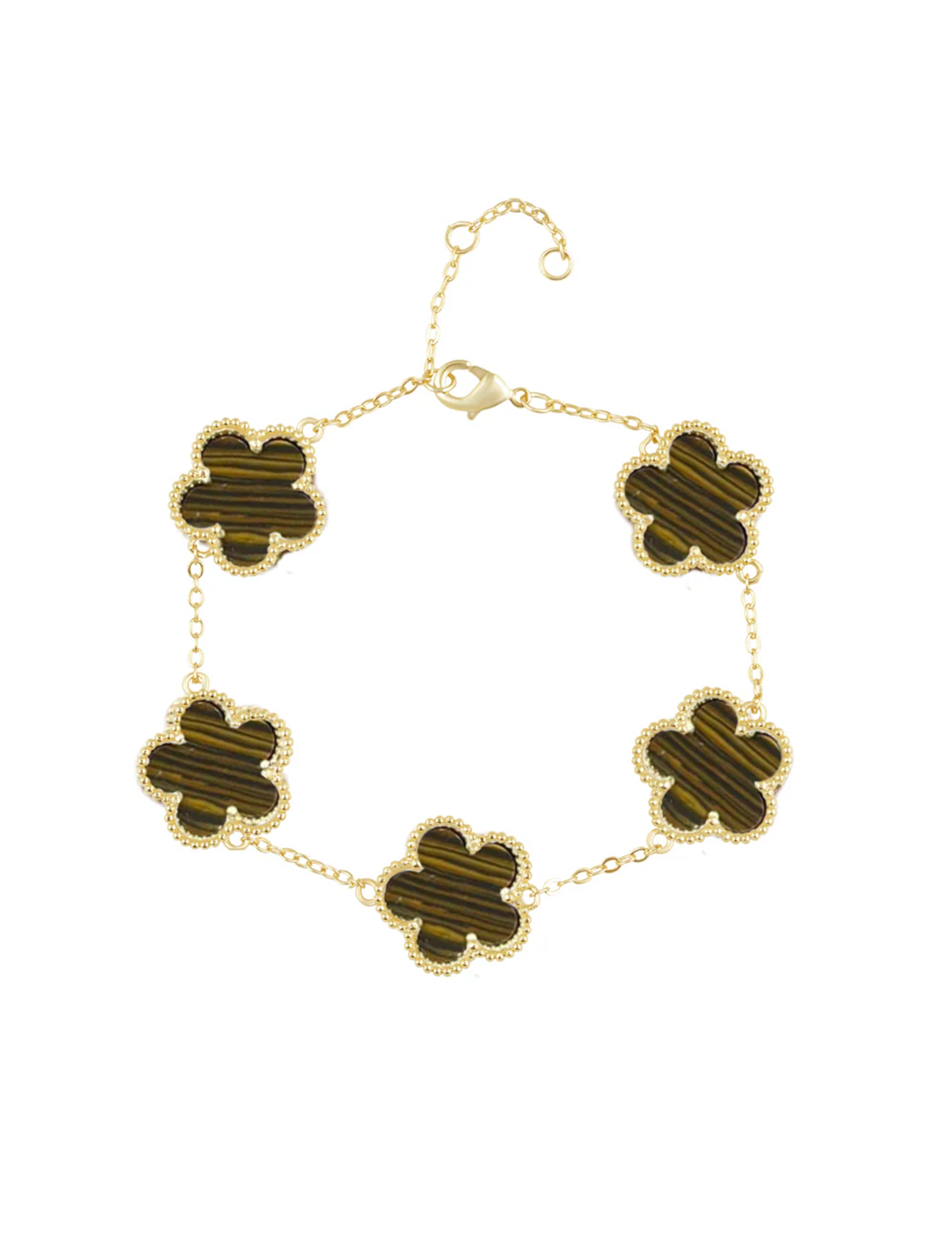 Adeline Clover Bracelet, Tiger Eye