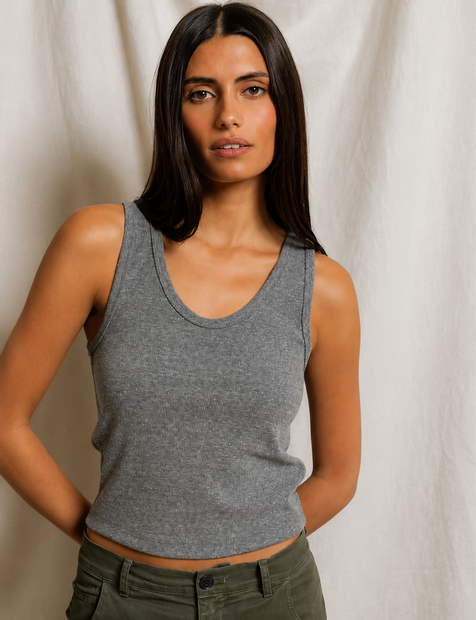 Blondie Tank, Dark Heather Grey