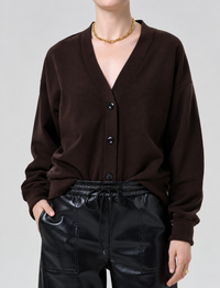 Fleece Cardigan, Chocolate