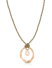 Nautical Pearl Necklace, Gold/Beige