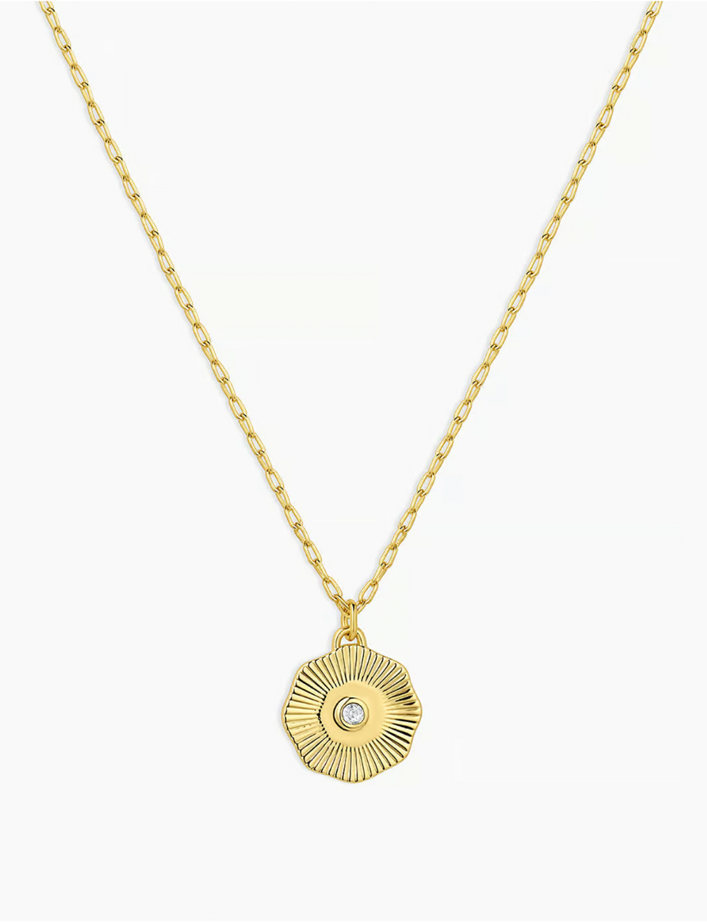Power Birthstone Coin Necklace (April), Gold/White Topaz