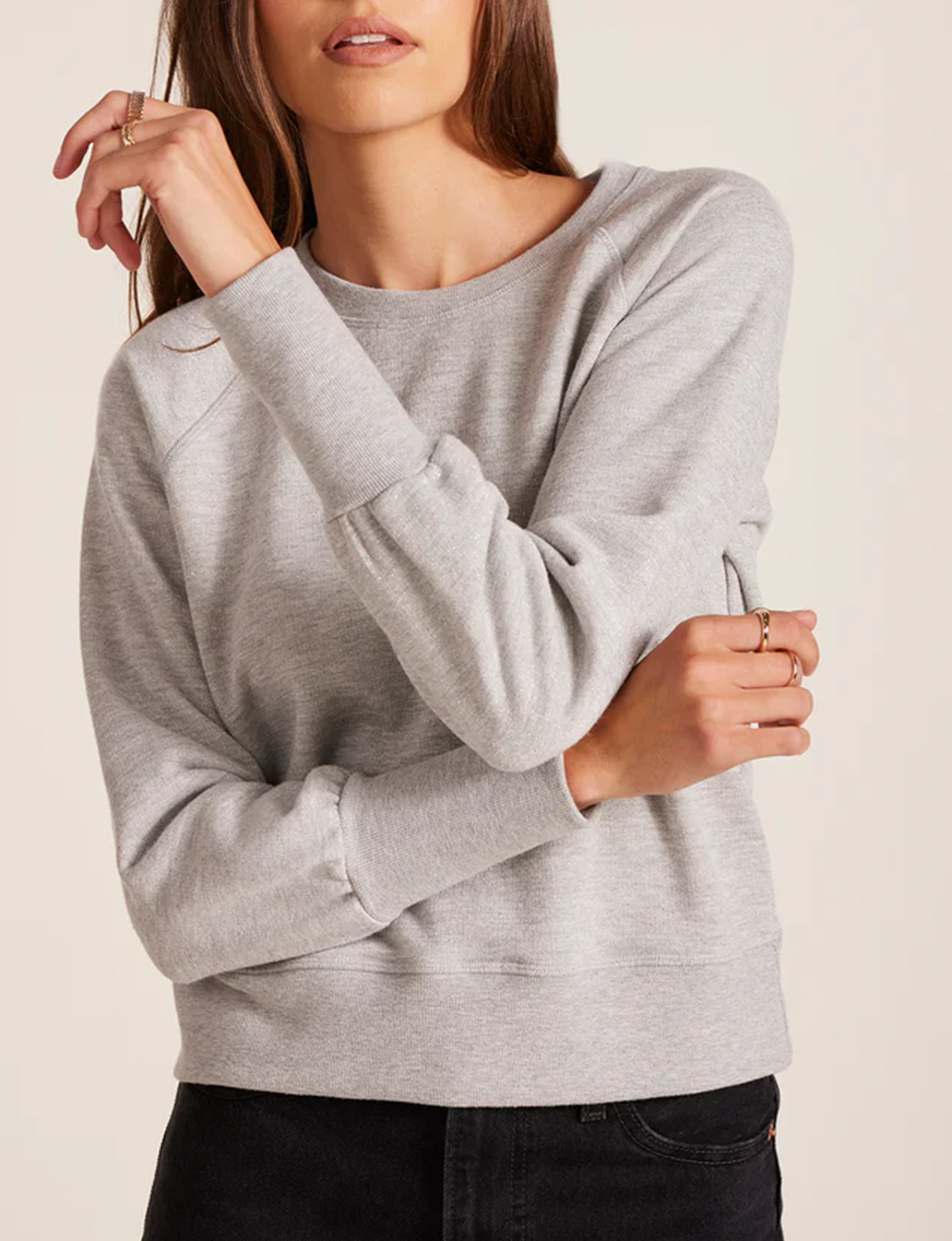 Puff Raglan Pullover, Grey