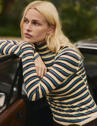 Good Good Stripe Turtleneck, Yellow/Combo