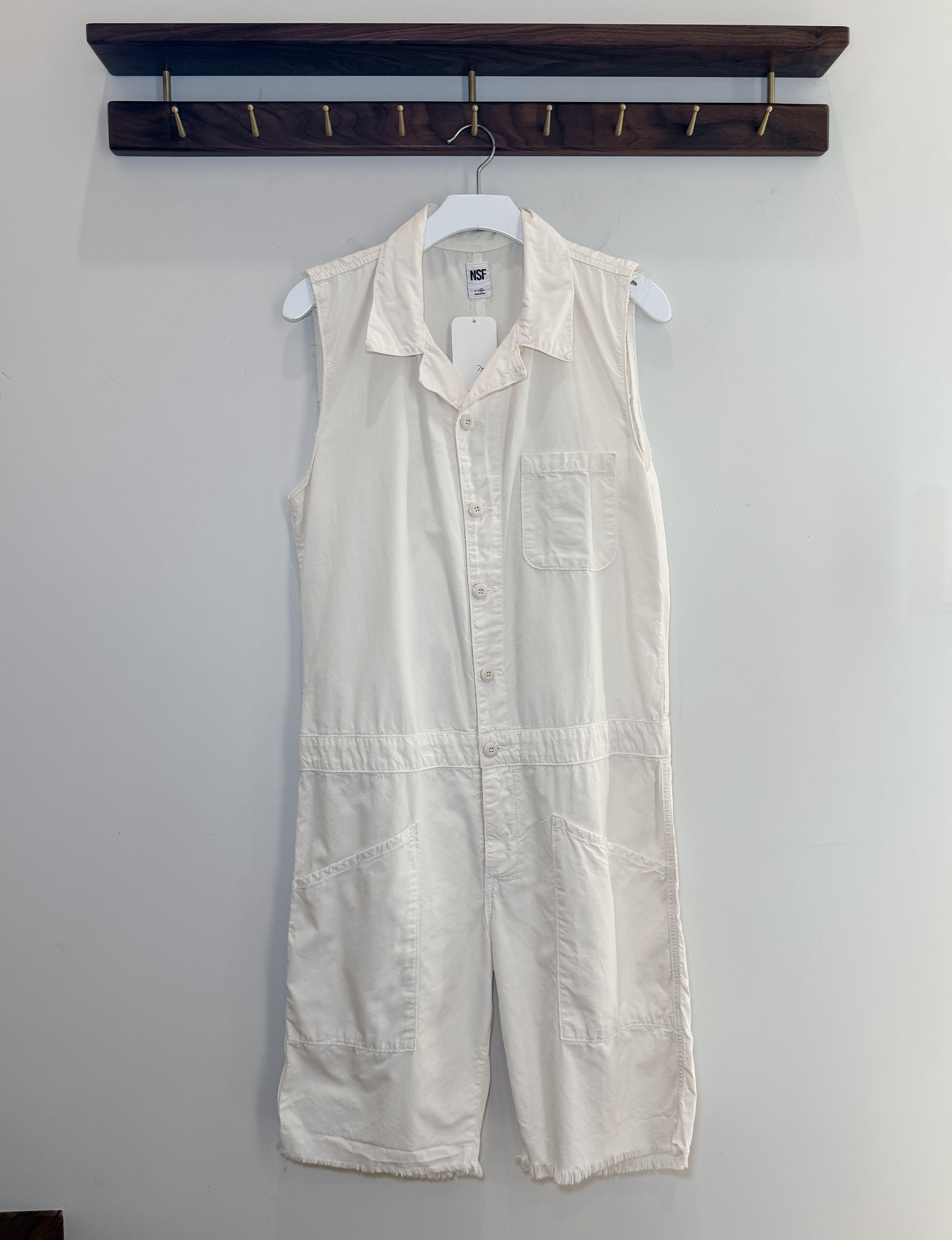 NSF Sleeveless Utility Romper, Cream
