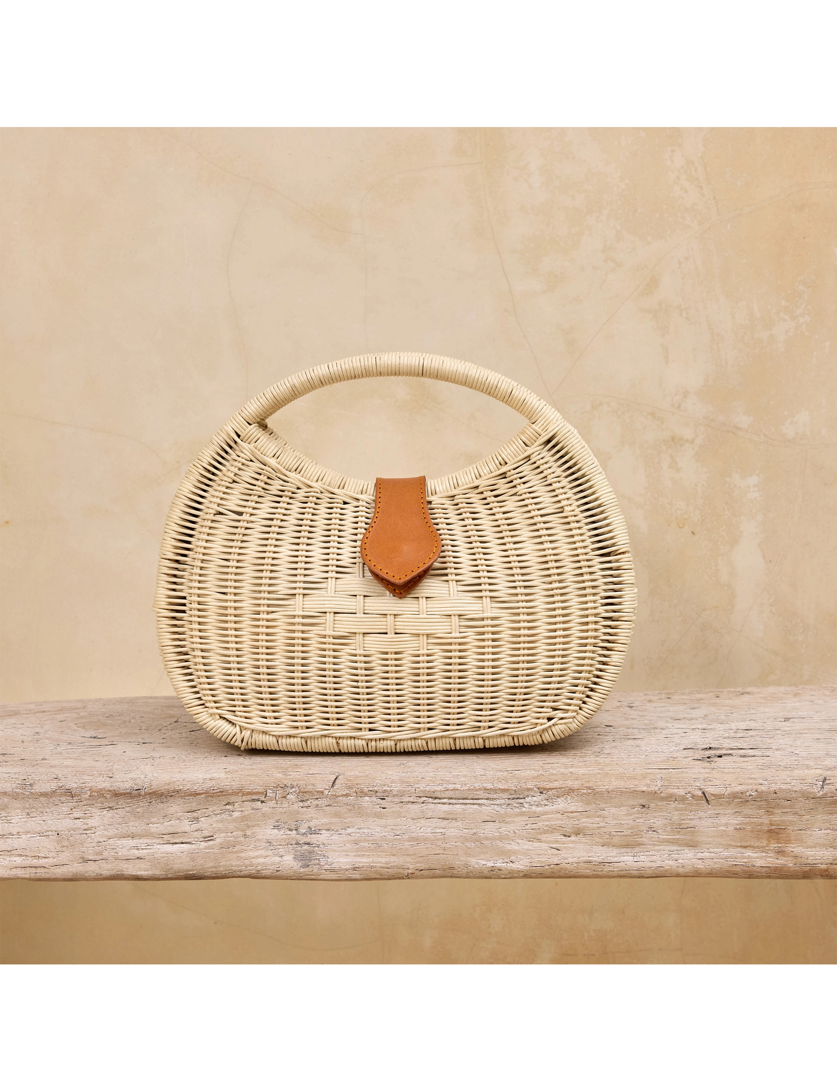 Rattan Eclipse Handbag, Ivory