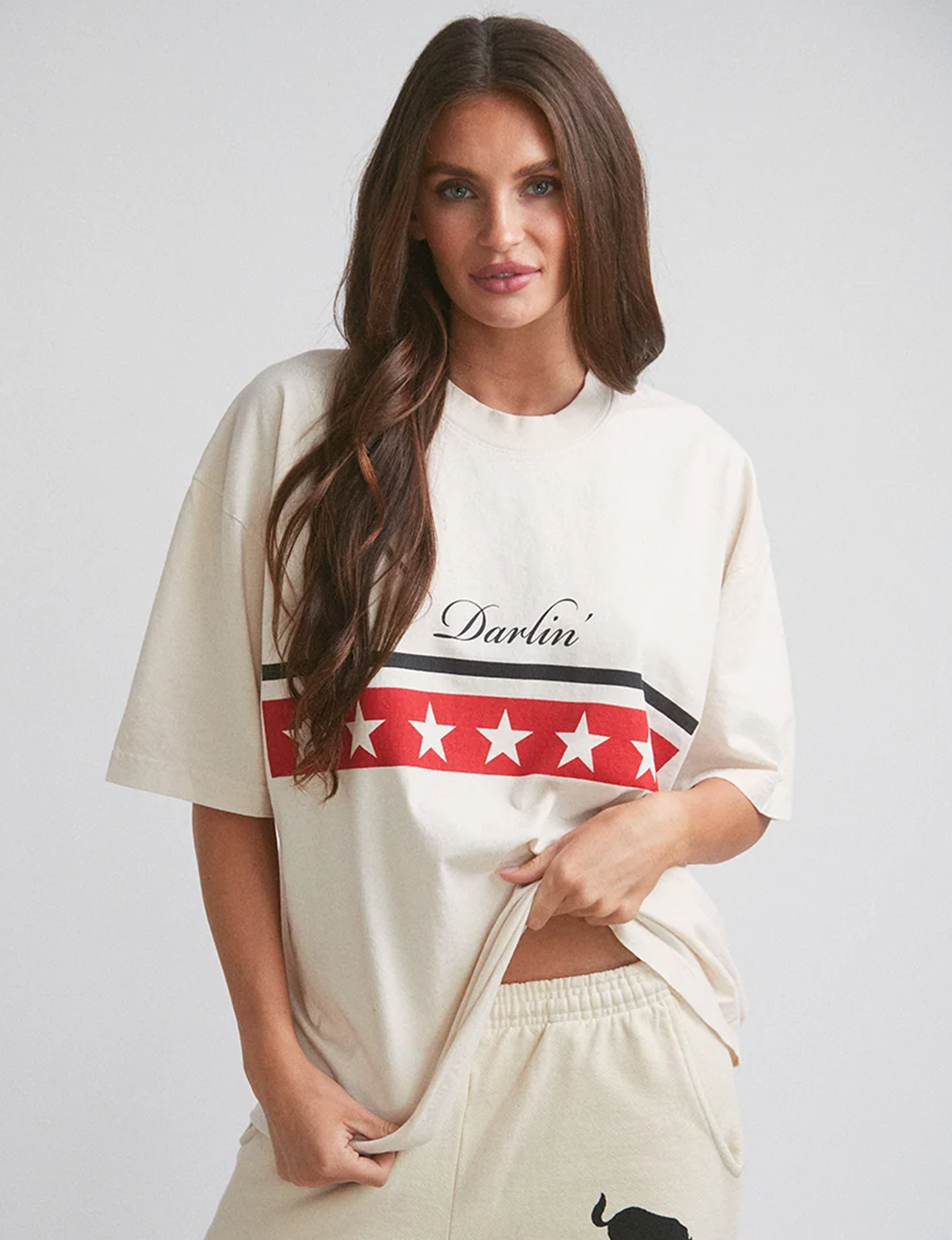 Spangled S/S Tee, Cream