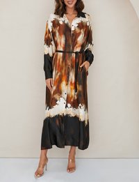 Bleeding Ink Dress, Ivory/Chocolate