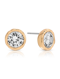 Circle Luxe Studs, Crystal/Gold