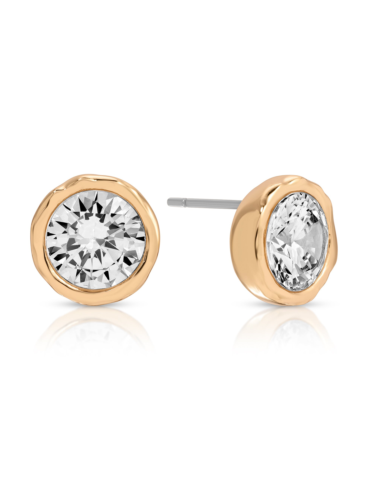 Circle Luxe Studs, Crystal/Gold