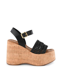 Willow Raffia Sandal, Black
