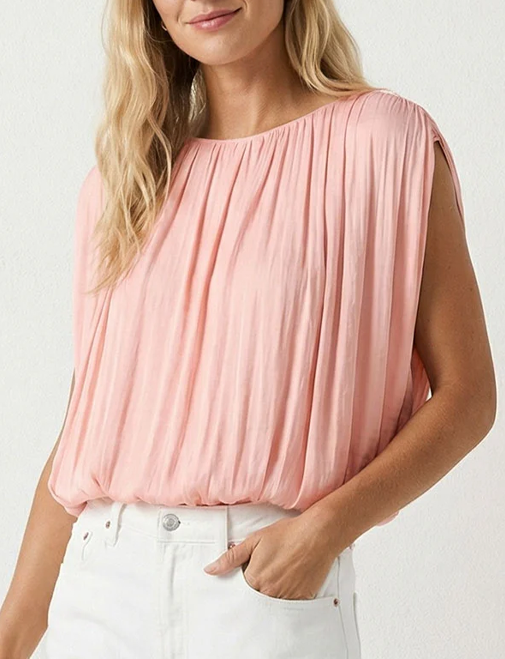 Grecian Drape Blouse, English Rose
