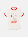 60s Slim Ringer Snoopy Tee, Vintage White/Crimson
