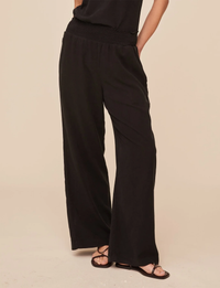 Smocked Pocket Wide Leg Pant, Vintage Black
