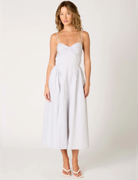 Destene Dress, White/Grey Stripe