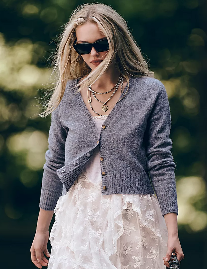 School Girl Cardi, Charcoal Heather