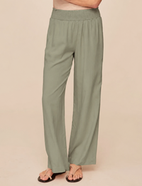 Smocked Pocket Wide Leg Pant, Soft Army