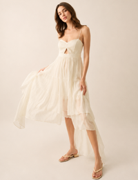Keyhole Bodice Dress, Cream