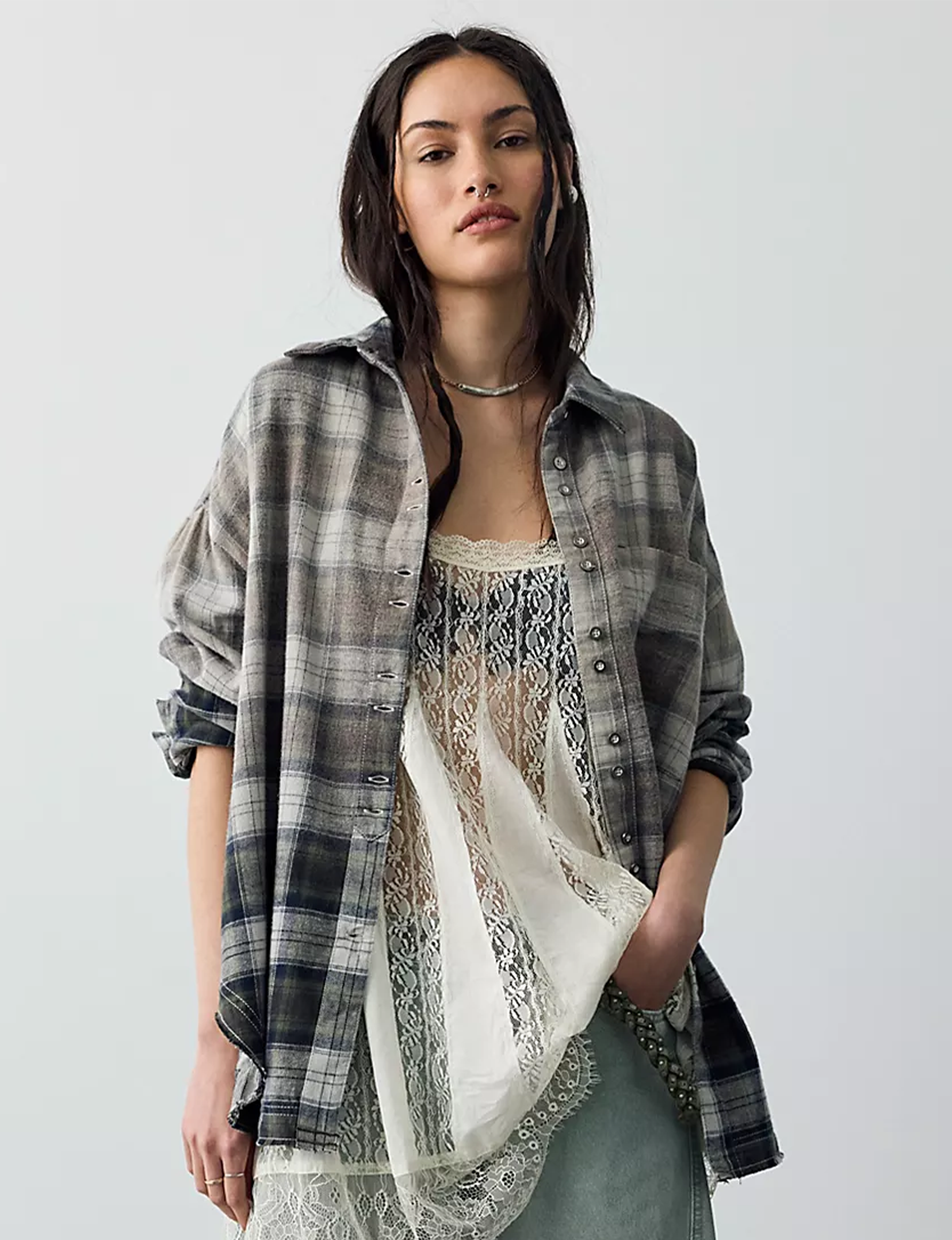 Alexi Plaid Shirt, Forest Green/Combo