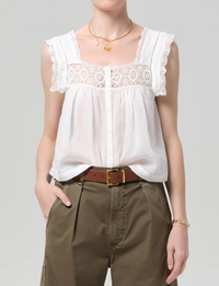 Mia Embroidered Top, White