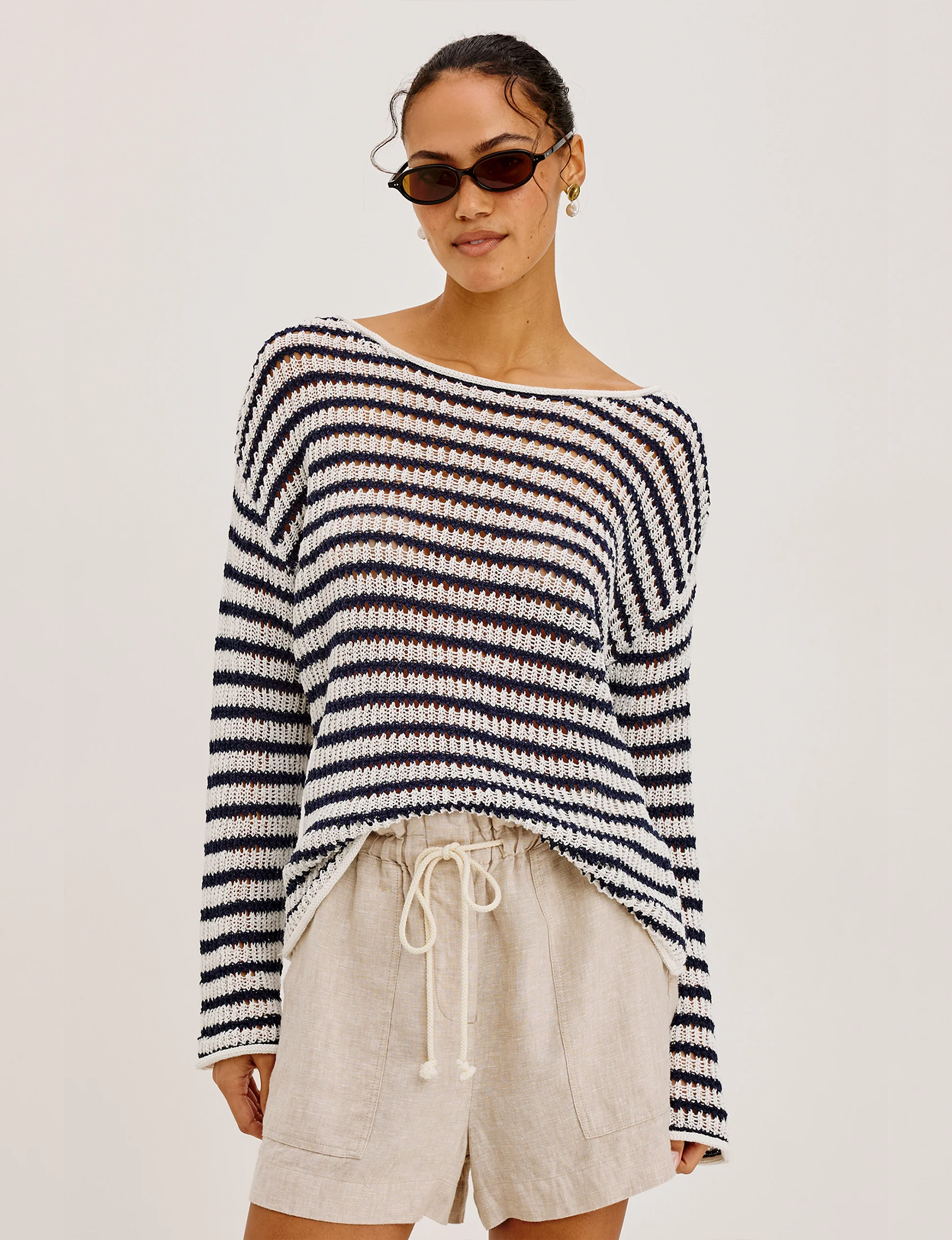 Evangeline Sweater, Navy Indigo/Stripe