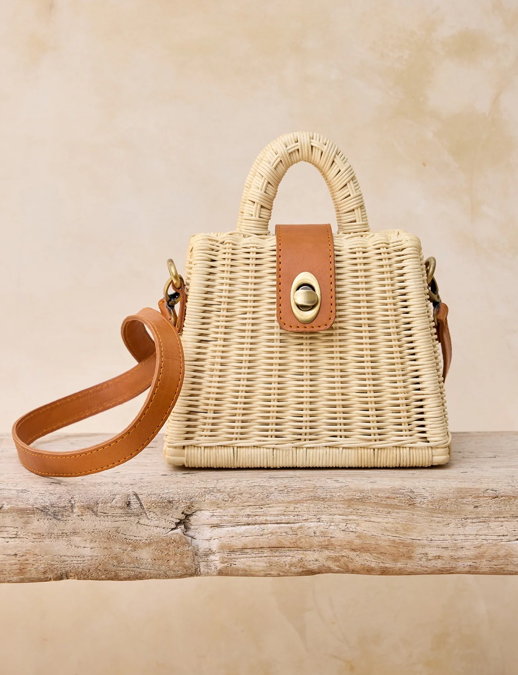 Rattan Crossbody, Petite Ivory
