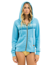5 Stripe Zip Hoodie, Aquamarine/Aqua