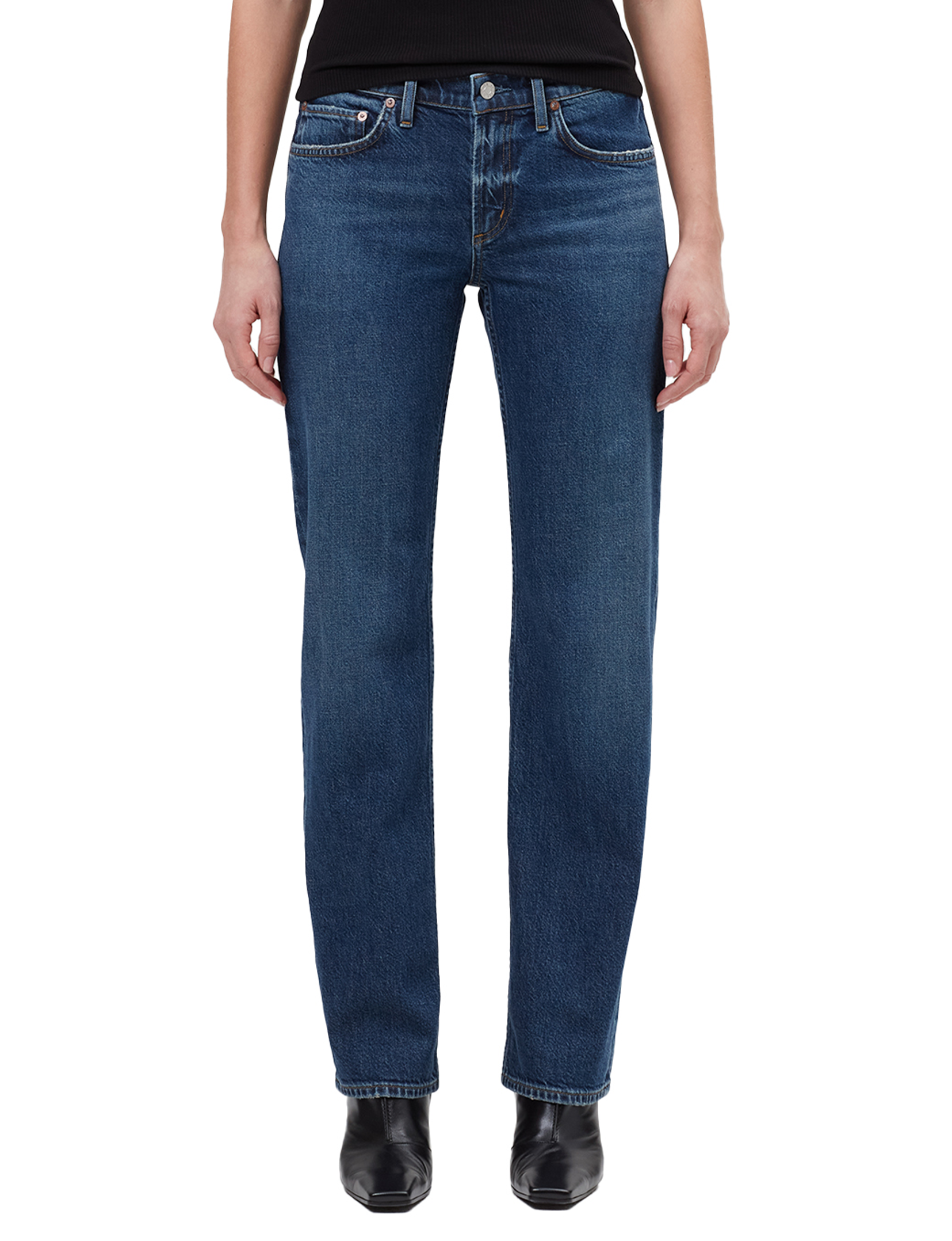Low Rise Slim Straight Leg, Slick