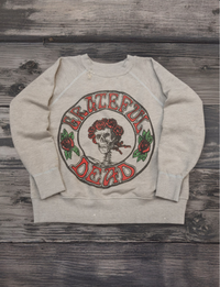 Grateful Dead Distressed Shrunken Crew Fleece, Heather Grey