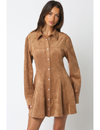 Kira Suede Dress, Light Brown