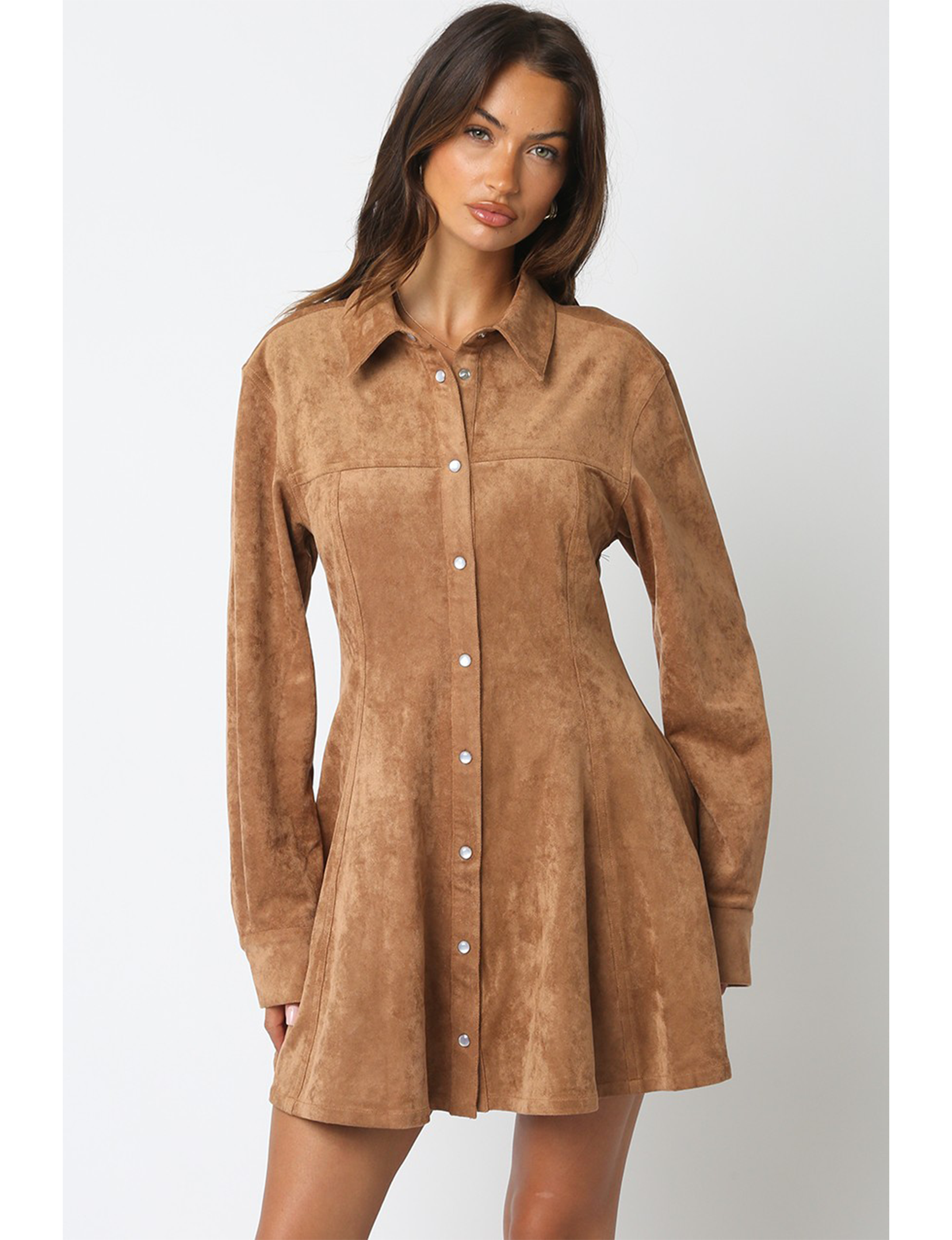 Kira Suede Dress, Light Brown