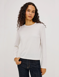 Cotton Cashmere LS Tee, White