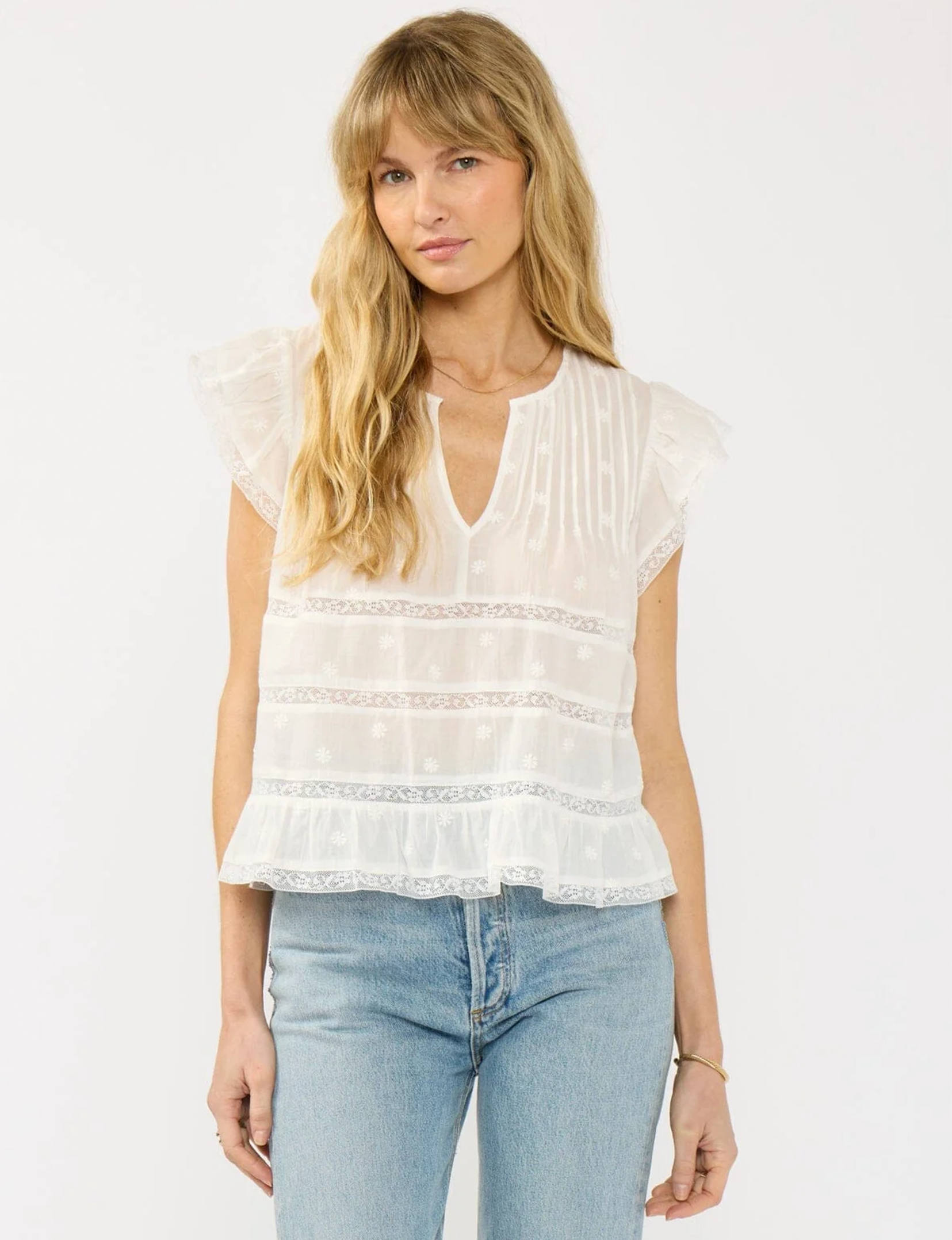 Freshly Ruffle Top, White