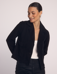 Utility Cropped Coat, Black