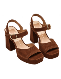 Fatima Platform Heel, Cocoa Suede