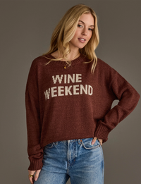 Wine Weekend Sweater, Brandy/Cream