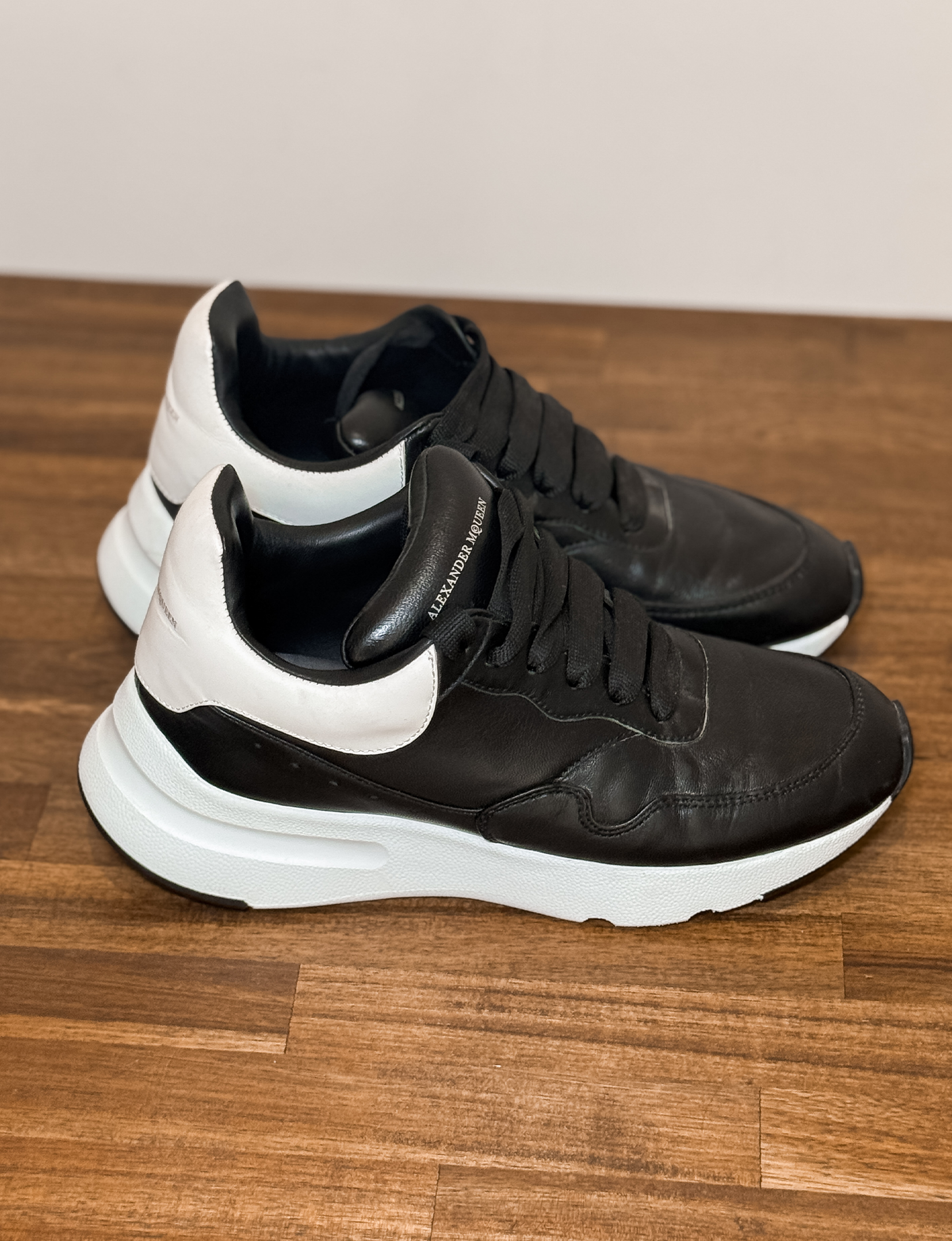 Alexander McQueen Oversized Runner Sneakers, Black/White