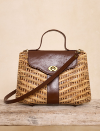 Rattan Twist Crossbody, Dark Brown