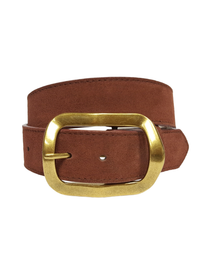 Classic Rectangular Belt, Brown/Brass