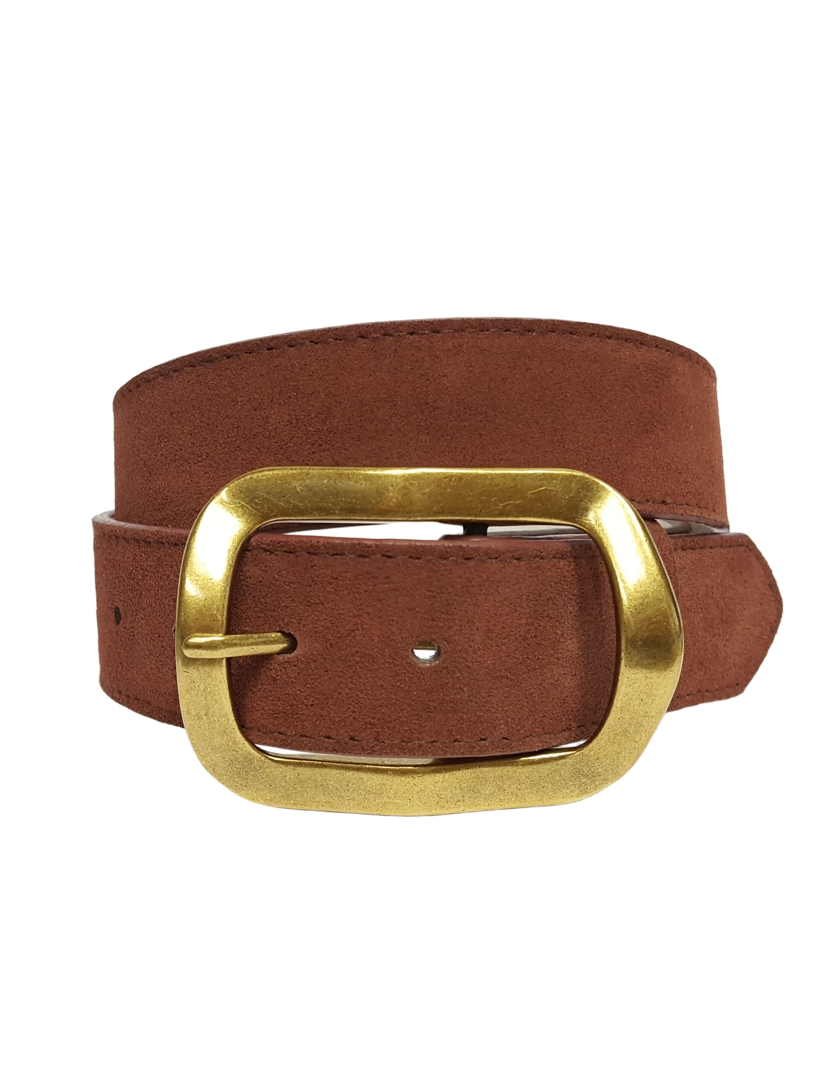 Classic Rectangular Belt, Brown/Brass