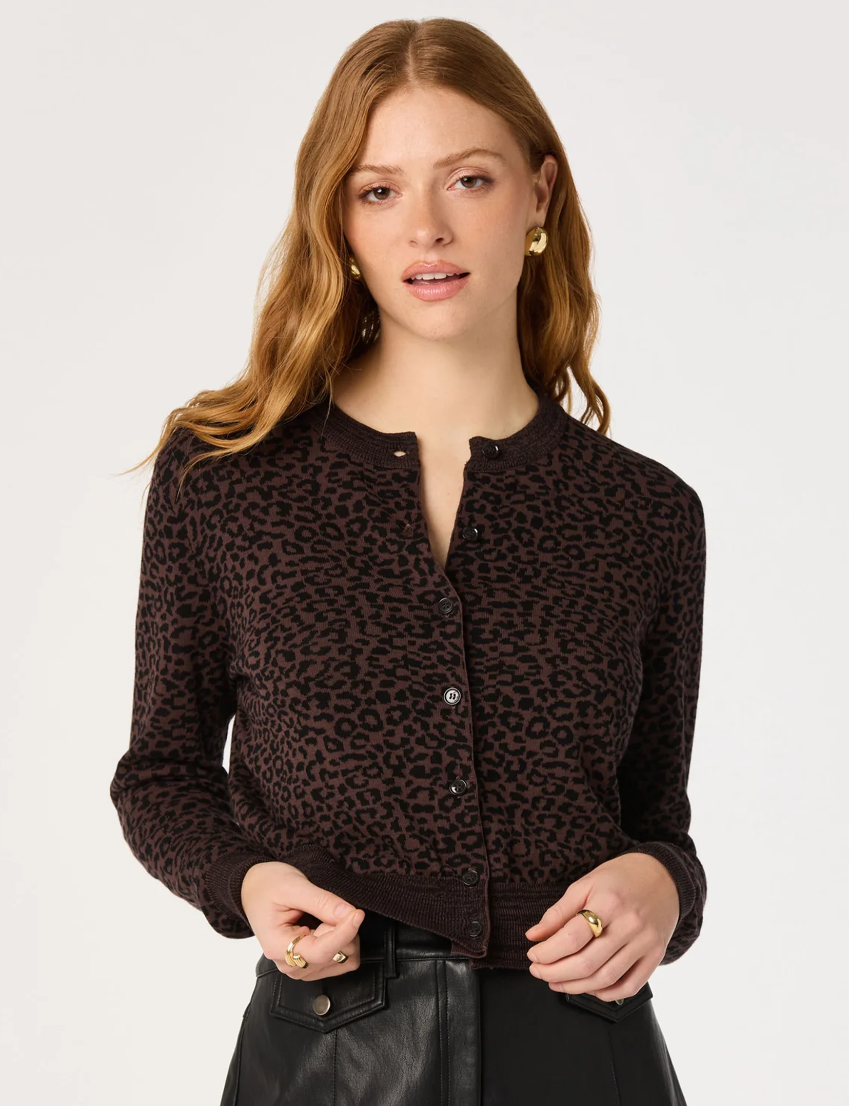 Nikki Cardigan, Espresso/Leopard