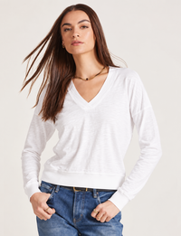 Deep VNeck Pullover, White