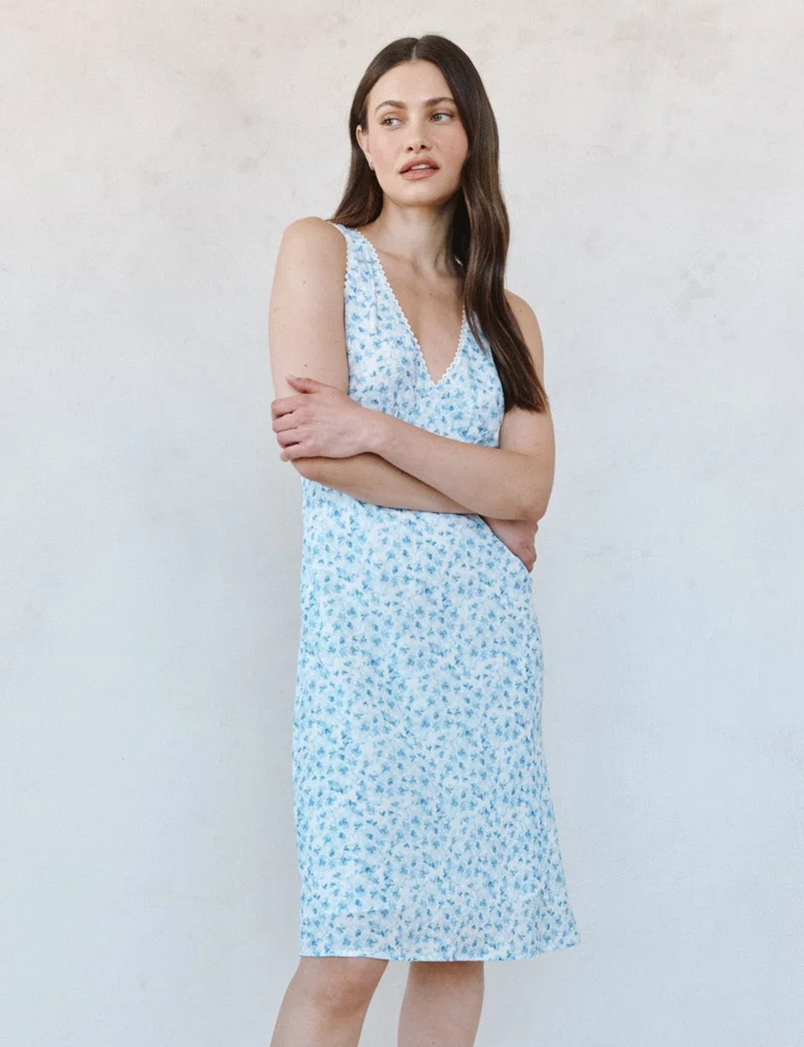 Fayden Maxi Dress, Blue Ditsy Floral
