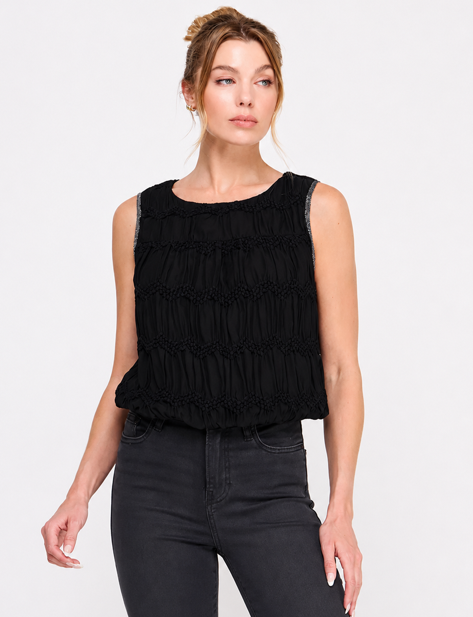 Romantic Bubble Tank, Black Chevron