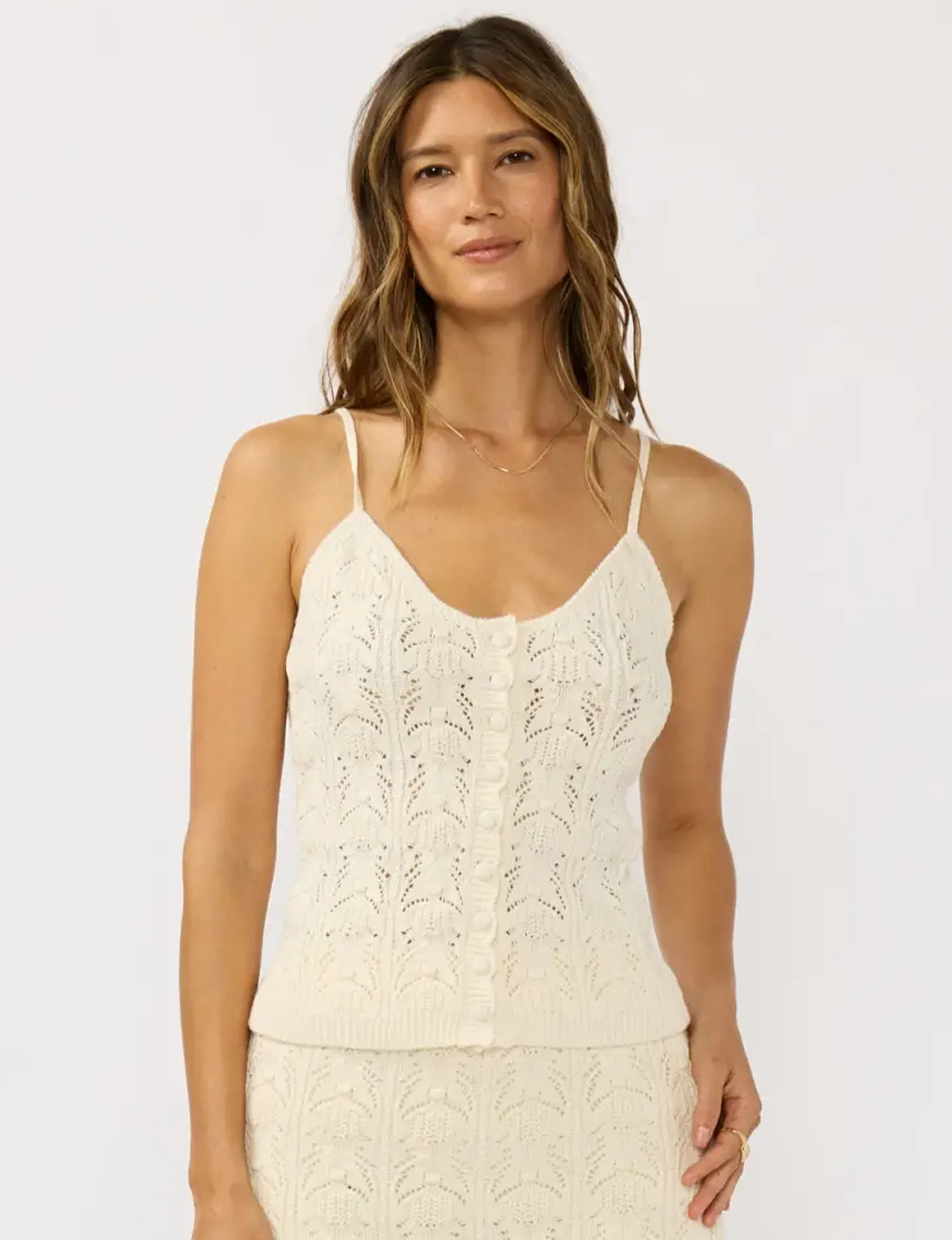 Pointelle Sweater Tank, Natural