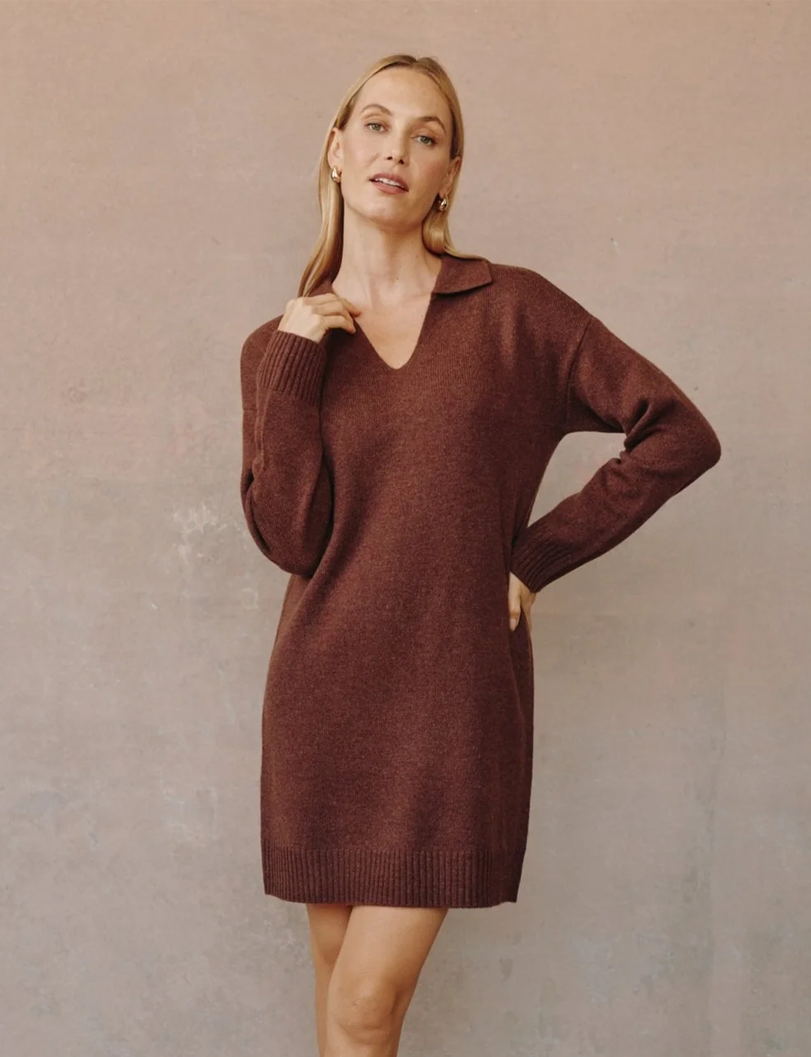 Pullover Sweater Dress, Red Oak