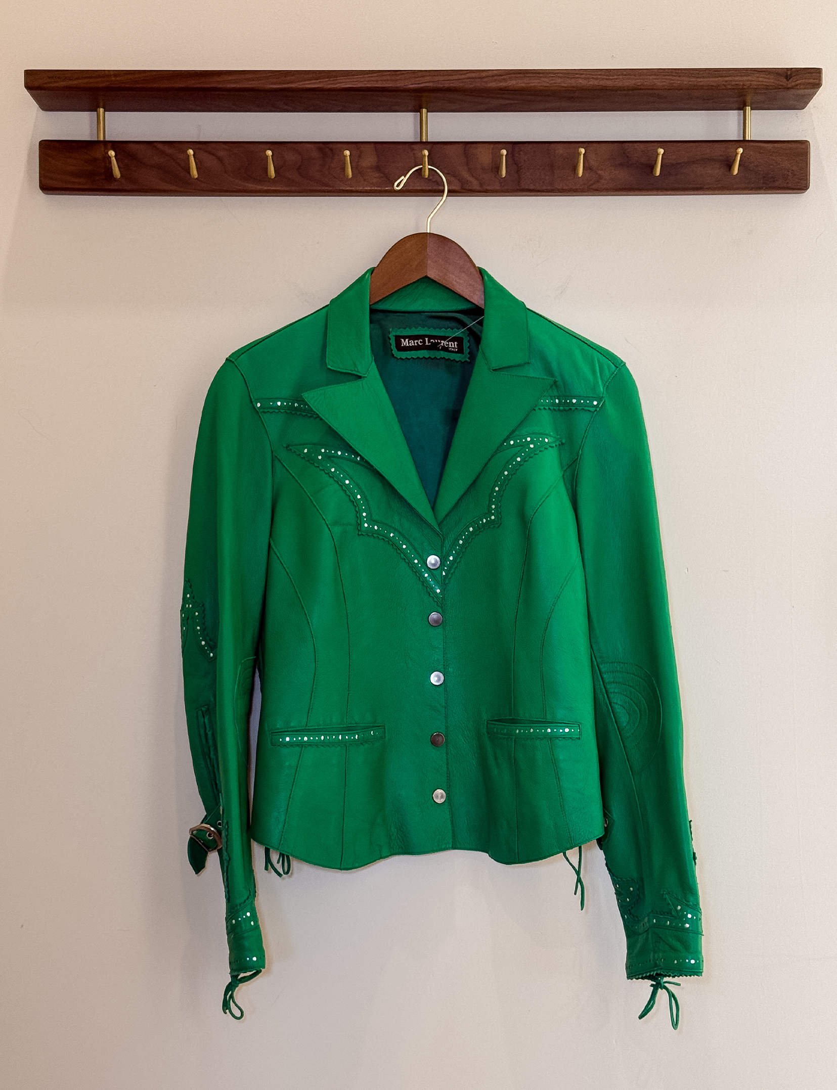 March Laurent Lace Up Leather Jacket, Green