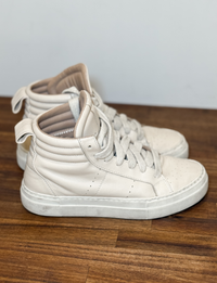 Helmut Lang Leather High Top Sneakers, Cream