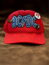 AC/DC Lightening Trucker Hat, Red