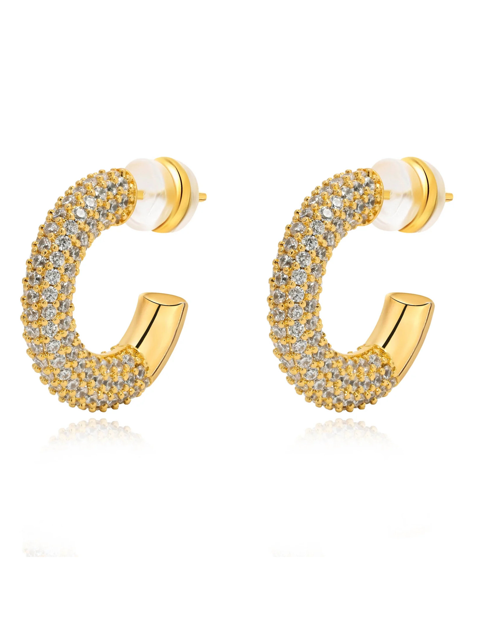 Demi Pave Hoops, Gold